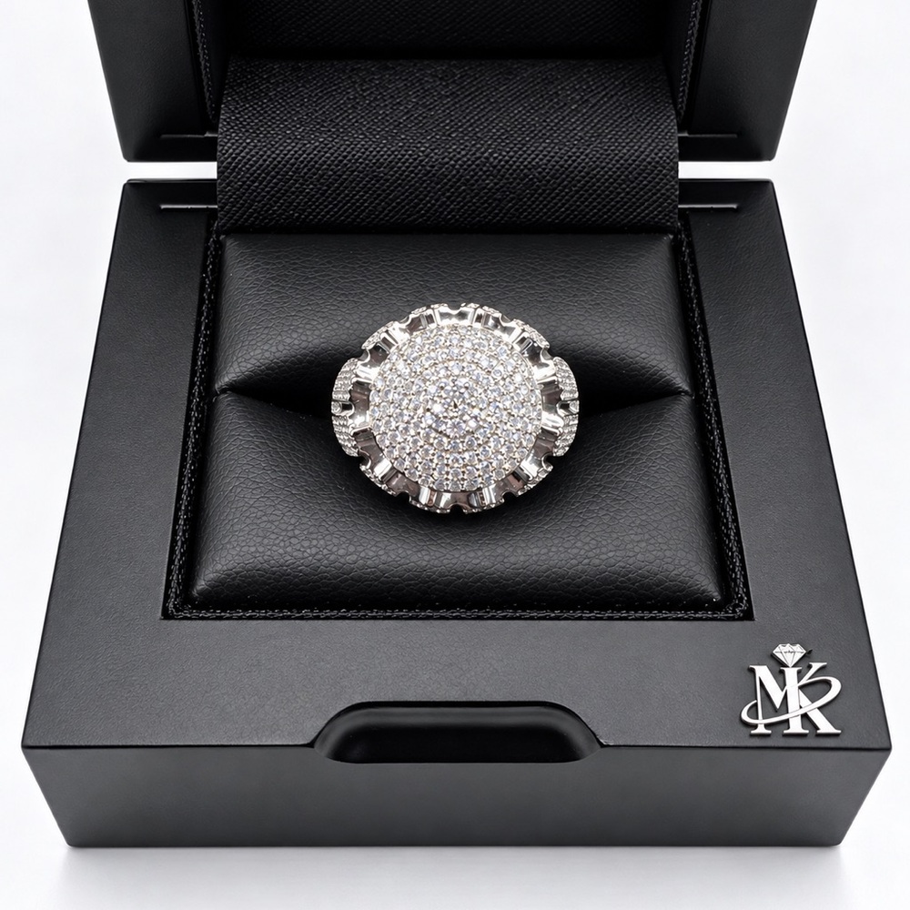 925 Sterling Silver 2.23CTW MOISSANITE Round Halo Men’s Ring Size 11 or 12